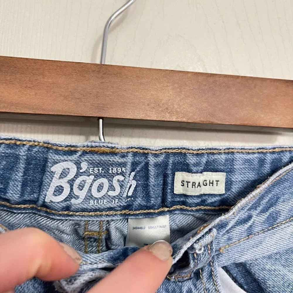 Oshkosh B'Gosh Kids Girls Light Wash Distressed Straight Leg Jeans Size 7R
